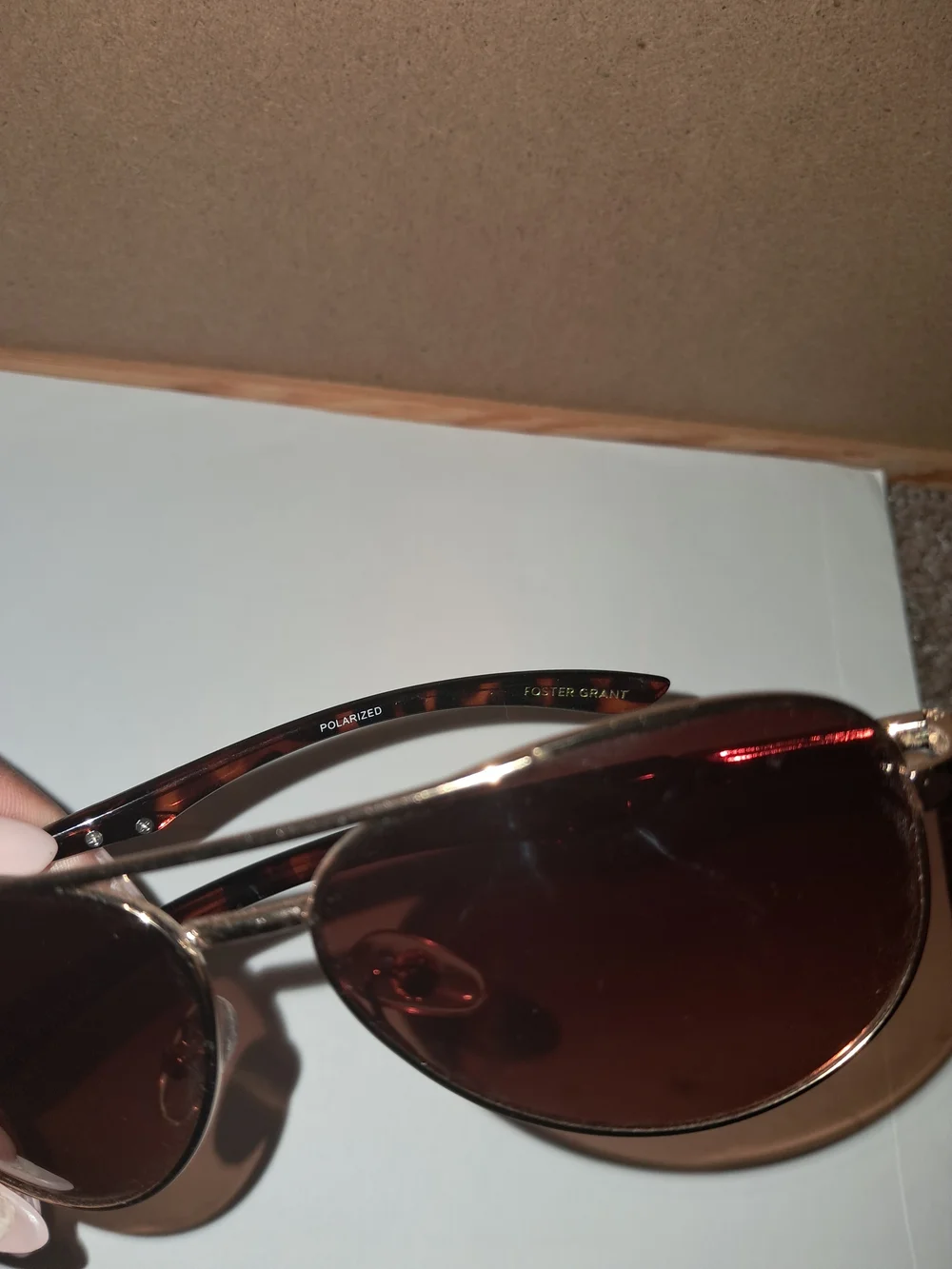 Foster Grant Classic Gold Aviator Sunglasses with Brown Lenses